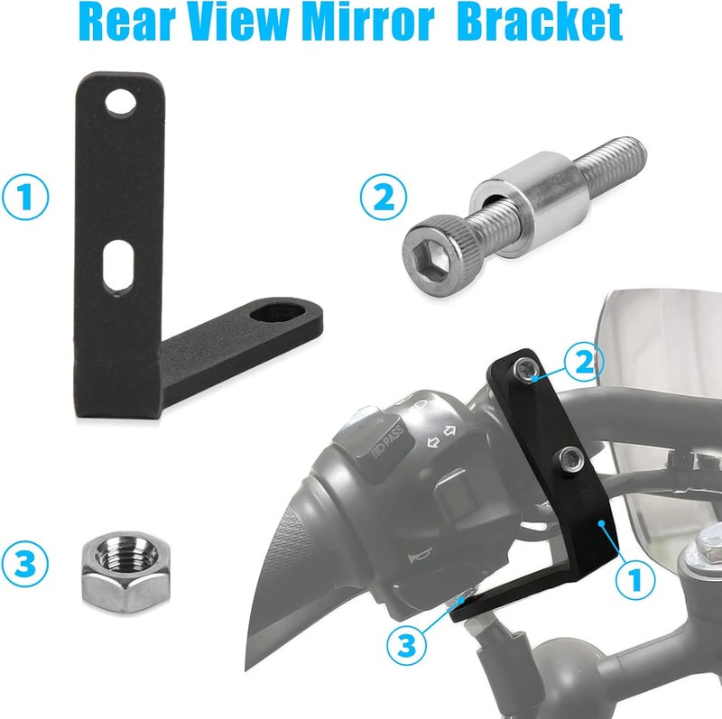 psler Rearview Mirror Down Bracket, Motorcycle Handlebar Rear View Side Mirrort Down Adaptor Bracket Expansion Stand for Rebel CMX500 CMX300 2019-2021, Black - Image 3